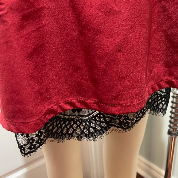 Forever 21 Red Lace Trim Sleeveless Slip Dress L - Picture 4 of 8